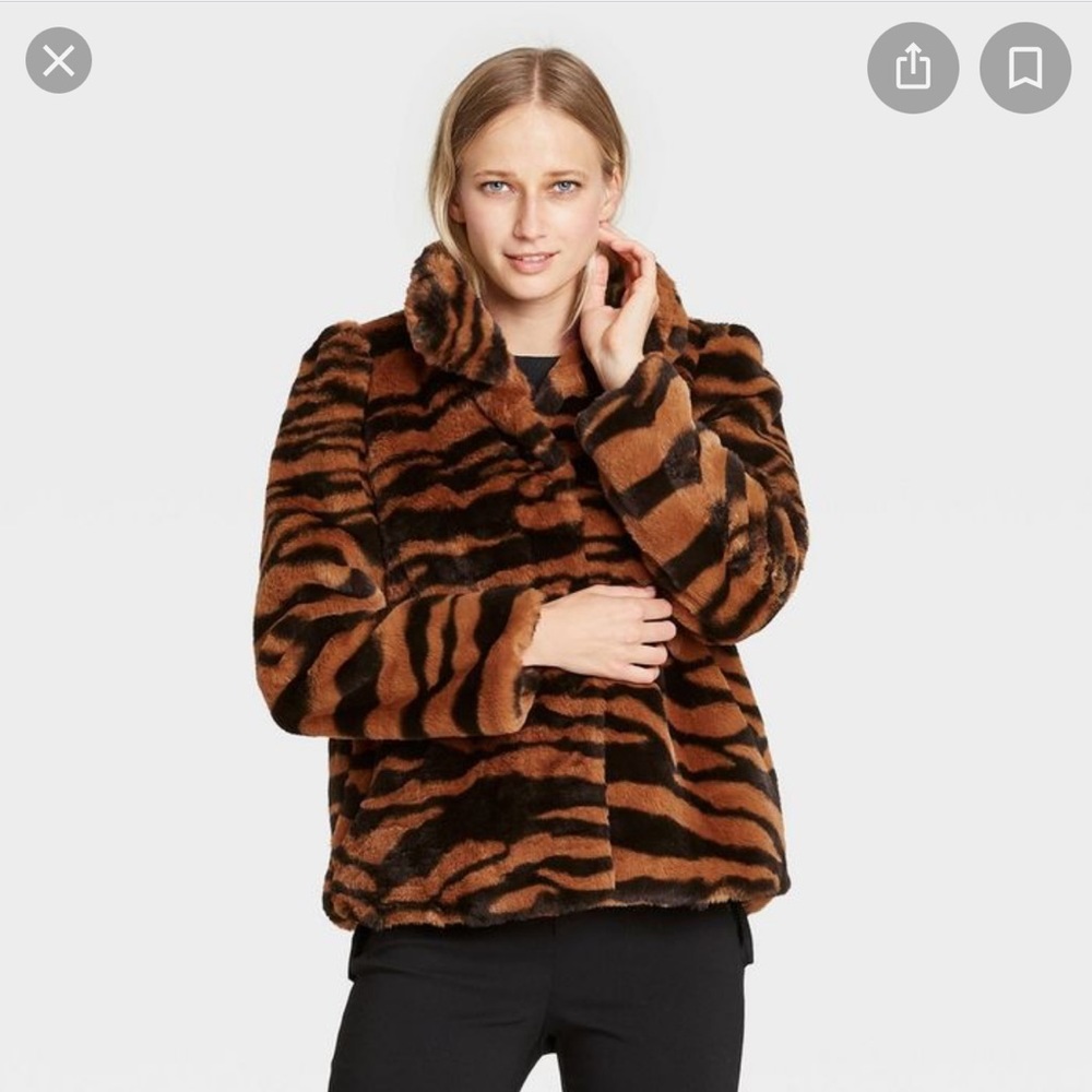 Who What Wear Zebra Fur Coat - Size S